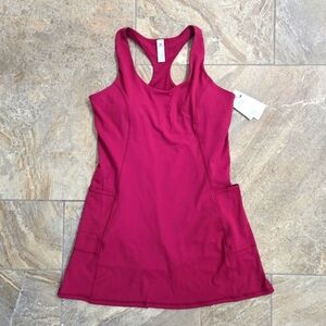 NWT 90 Degrees By Reflex‎ Pink Racerback Athletic Dress Built in Shorts Sports L